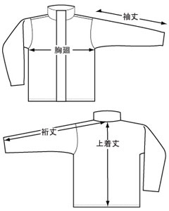 レインウェア・レインコート・レインスーツ・カッパ・雨具・ポンチョ サイズの測り方トップス
